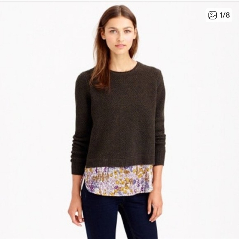J. Crew 100% wool and silk/cotton shirttail spring sweater size XS